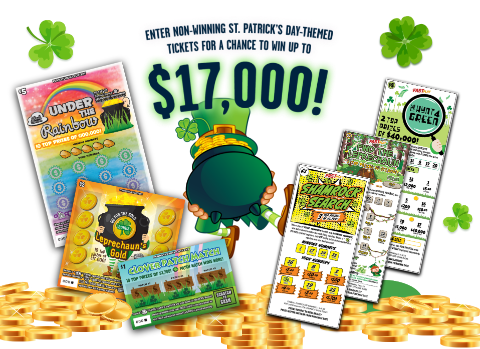 Enter non-winning St. Patrick's Day-themed tickets for a chance to win up to $17,000