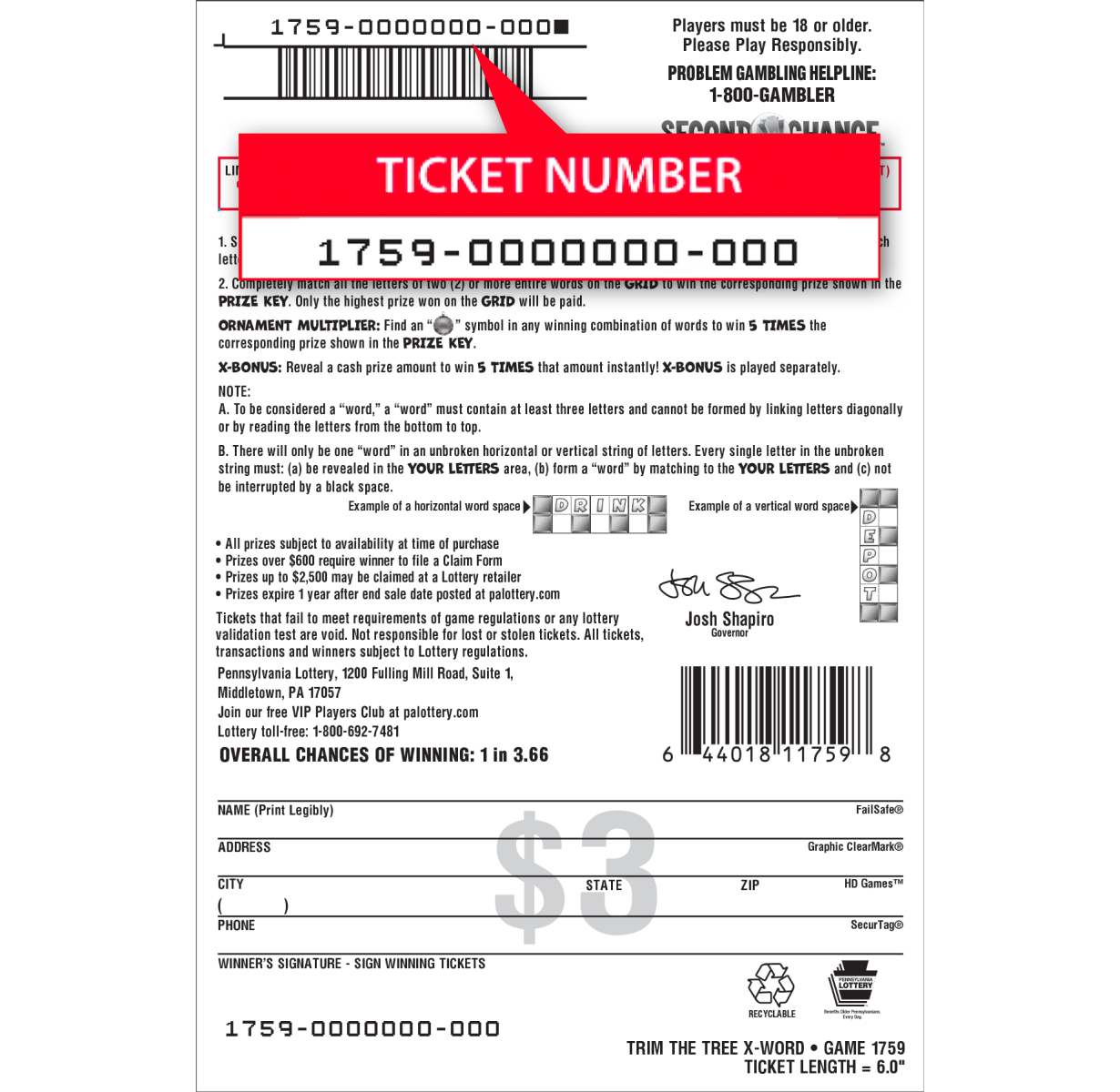 ticket number instructions