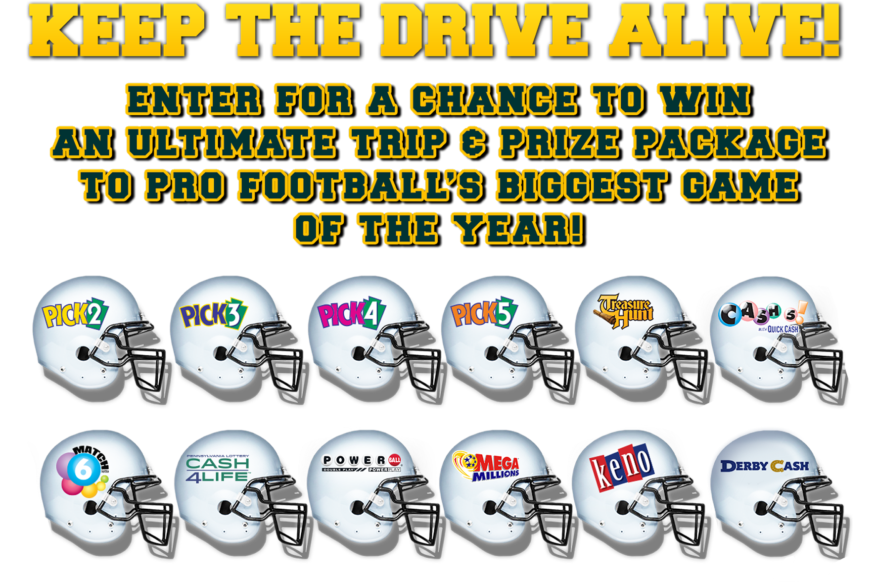 KEEP THE DRIVE ALIVE! Enter for a chance to win an ultimate trip & prize package to pro football's biggest game of the year!