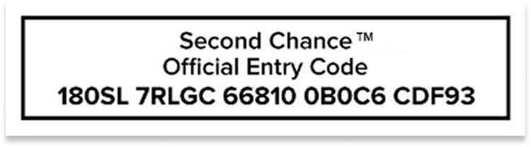 Example of Second Chance™ official entry code