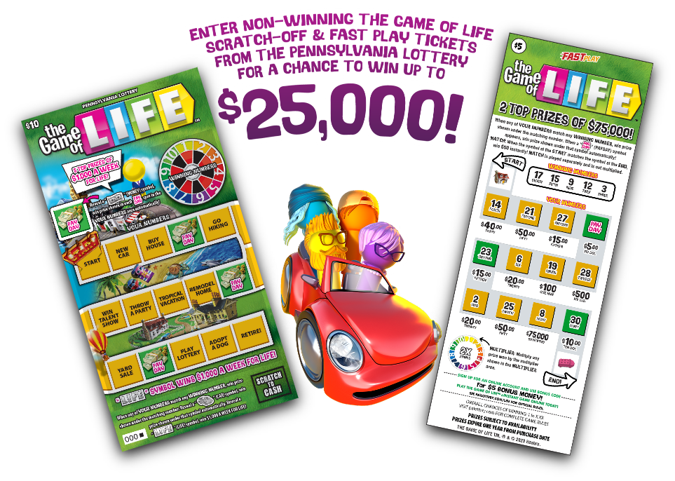 Enter non-winning THE GAME OF LIFE Scratch-Off and Fast-Play tickets from the Pennsylvania Lottery for a chance to win up to $25,000!