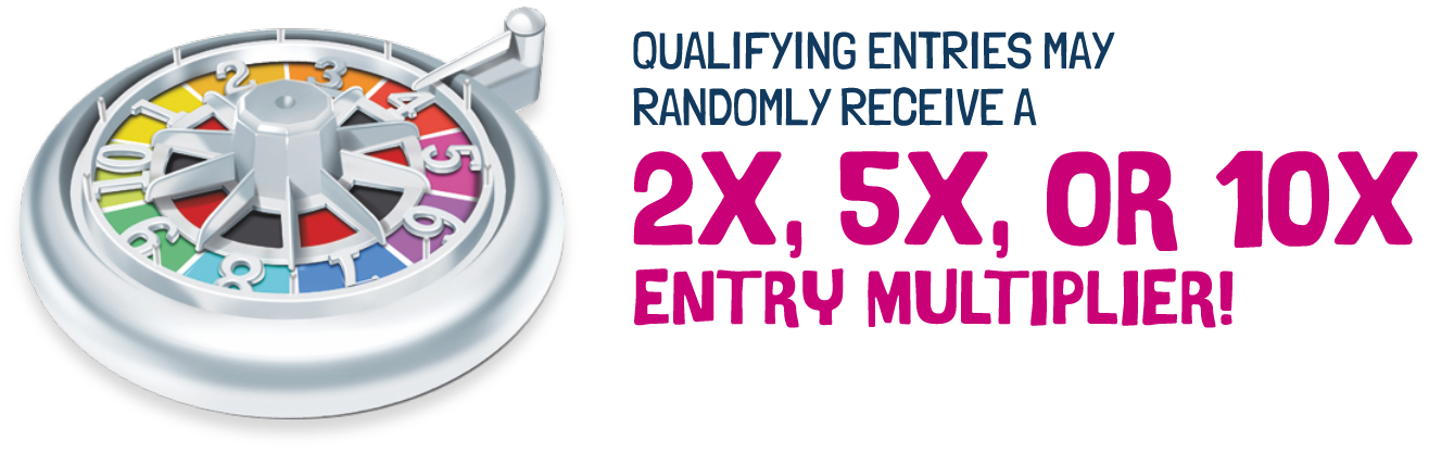 Qualifying entries may randomly receive a 2x, 5x, or 10x entry multiplier