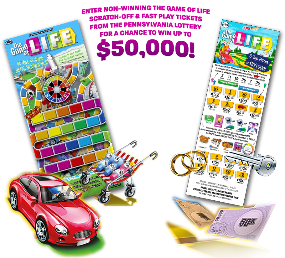 Enter non-winning THE GAME OF LIFE Scratch-Off & Fast Play Tickets from the Pennsylvania Lottery for a chance to win up to $50,000!